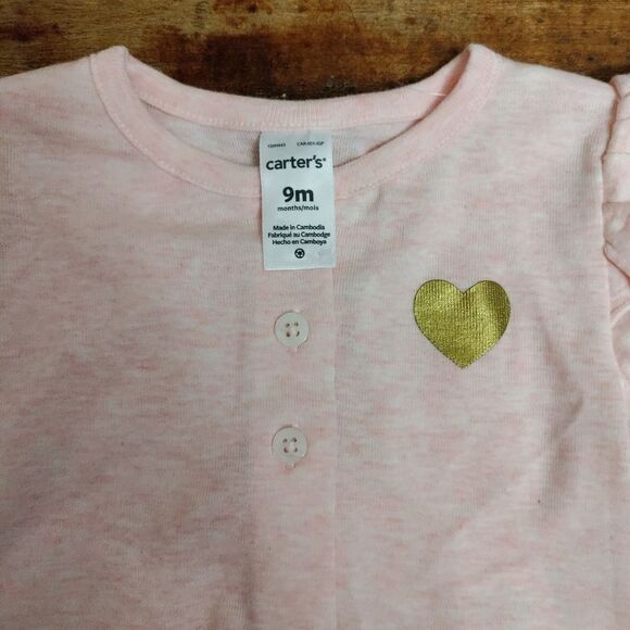 Carters cardigan Sweater size 9 months pink heart spring Easter cotton new - Picture 2 of 5